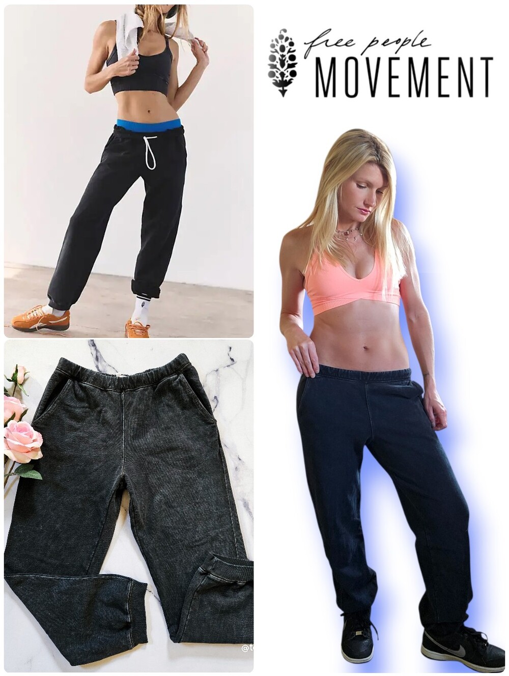 NWOT FP Movement For The Win Joggers Black Wash Size Small
